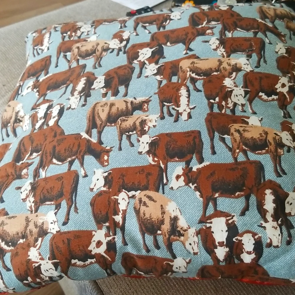 Vintage Cow Accent Throw Pillow 15x15